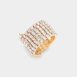 Rhinestone Coil Gold Ring